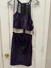 NWT/ 2B Bebe Purple Cutout Studded Dress Size large picture
