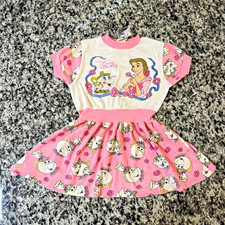 Vintage Disney Beauty and the Beast Belle Fit & Flare Dress 4T Pink - 90s picture