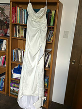 Katie May White Sleeveless Cowl Neck Sheath Full-Length Wedding Dress, XL picture