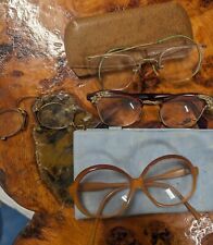 Lot of 4 Antique Eyeglasses And Lenses picture