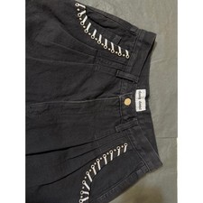 Vintage David David Black Lace Up Grommet Pants Size 10 90s Punk Moto picture