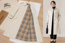 BURBERRY Trench Coat Authentic Vintage Trench Check white S/UK8/US6 pre-owned picture
