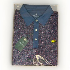 2026 Men’s Masters Tech Polo Drinks Cups Navy Pink M Medium NWT Augusta Golf picture