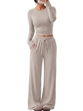 Trendy Queen Women's 2 Piece 2026 Fall Fashion Lounge Set with Medium, Smoke picture