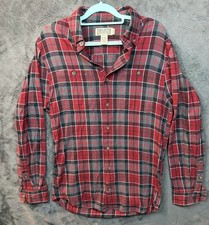 Duluth Trading Co Plaid Flannel Shirt Size M/Tall Red Trim Fit picture