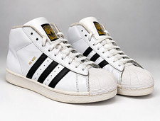 adidas Pro Model Women High Top Leather Lace-Up Sneakers White/Black S85962 picture