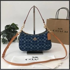 NWT Coach CAF82 Teri Shoulder Bag Signature Denim Natural Blue New  picture