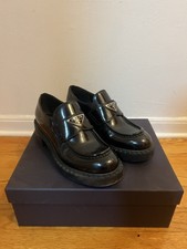 Women’s Prada Black Loafer  Brushed Leather Loafers Shoes, EU 37 picture