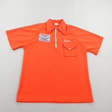 Vintage Angeltown Bowling Shirt Mens Large Orange County Polo 60s Chain Stitch picture
