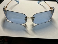 Miu Miu MU A51S ZVN10P Gold Light Blue Lens Women Wrap Sunglasses AUTHENTIC picture
