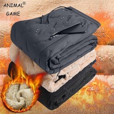 Men's Fleece Sweatpants, Warm Winter Casual Trousers, Thick Soft Pants picture