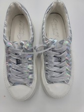 Circus by Sam Edelman Ryan Silver Holographic Low Top Lace-Up Sneakers picture