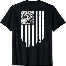 Funny QR Scan Code Dancing US Flag Funny T-Shirt  Sizes S-5XL picture
