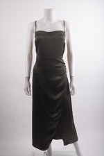 Zara Womens Satin Effect Beaded Slip Midi Dress XXL Green Khaki 8351/232 NWOT picture