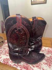 Lucchese Boots Seville Men's 9.5D Black Cherry Santini Goat L6608 Vintage picture