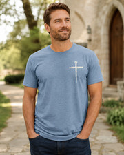 Men's Christian Nail Cross T-Shirt Minimalist Faith Religious Graphic Tee picture