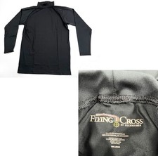 MEDIUM BLACK FLYING CROSS L/S BASE LAYER SHIRT TURTLENECK STRETCH X57510 picture