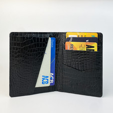 Black Genuine Crocodile Men Wallet Minimalist Leather ID Credit Card Holder picture