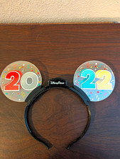 Disney Parks Mickey Ears Headband Black Plastic Confetti Glitter Light Up picture