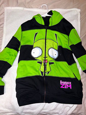 Hot Topic Invader Zim Full Zip Hoodie Reversible Graphic Print Green/Black L  picture