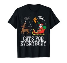 Cats for Everybody Christmas Cat Funny Xmas Santa T-Shirt S-5XL F9333 picture