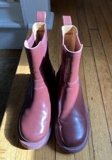 Camper Milan Burgundy Leather Chelsea Ankle Boots Size 38 picture