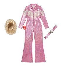 Women`s Country Singer Costume & Wig Adult Pink Dolly Parton Outfit S - XL picture