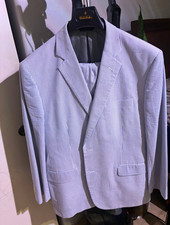 Brooks Brothers 1818 Madison Seersucker Stripe Suit 2Pc 46R 41W Blue/White picture