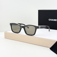 CHANEL CH5417 Square Sunglasses Black Beige Acetate Gray Lens Women 54-22-140 picture