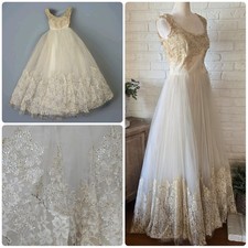 Vtg 1940s Fairy Rhinestone Ball Gown, Wedding, READ picture