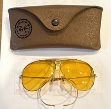 Vintage Early 80’s Ray Ban USA Shooter Yellow Kalichrome Sunglasses Bullet Hole  picture