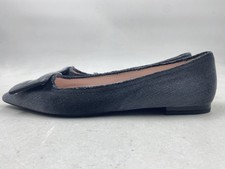 Roger Vivier Belle Vivier Pointed Toe Buckle Flats Gray Denim Size 8 picture