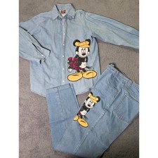 Mickey Unlimited Jerry Leigh Womens S 28x30 Denim Set Blue Mickey Rose Vintage picture