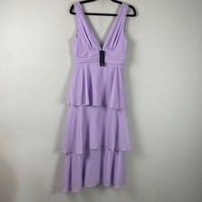 Lulus Celebration Time Lavender Sleeveless Tiered Midi Dress Size M Purple picture