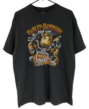 Vintage 1989 3D Emblem Genuine Hawg Tee Shirt Harley Davidson Pig w/ Back Large picture