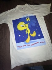 Vintage 1998 Looney Tunes Tweety Bird At Night Men’s Sz XL White/Blue T-Shirt picture