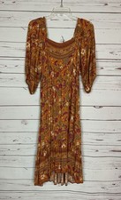 Umgee USA Boutique Women’s S Small Rust Floral Short Sleeve Boho Fall Long Dress picture