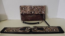 Gorgeous Python Snake Fold Over Purse Handbag Shoulder Bag Clutch & Belt picture