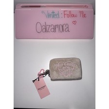 Juicy Couture Velour Zip-Around Wallet | Cream & Pink Crown picture