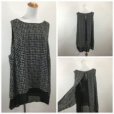 NWT TORRID Black White Grid Print 2 Ply High Low Hem Layer Tank Top Womens sz 3 picture
