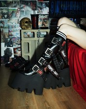 RARE Slipknot Collab MEGA Platform BOOTS COLLAB Size 7 Spiked Platforms NWOB picture