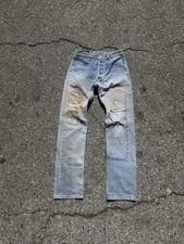 VTG 90s Levi’s 501 Distressed Thrashed Jeans MADE IN USA Tagged 30x34 NATURAL  picture