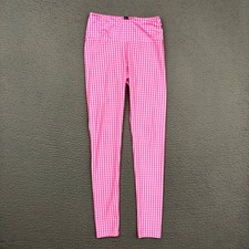 Goldsheep Leggings Womens Medium Pink White Gingham Check Activewear Workout Gym picture
