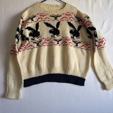 Vtg 70s 80s Playboy Bunny Martini Knit Sweater Black L- XL no tags picture