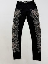 Vocal Leggings Womens Medium Black Paisley Rhinestone Ankle Stretch Pants picture