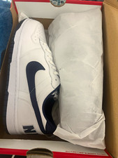Nike Big Nike Low White/Midnight Navy Low Top Leather Sneakers 355152-140 picture