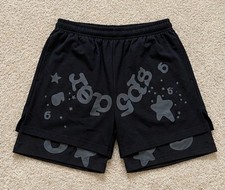 Sp5der Double Layered black Spiderweb Athletic Shorts Men Size Medium picture
