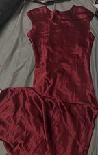 Moving sale Burgundy Satin Maxi Dress M Sleeveless Scoop Neck Solid Long picture