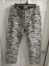 DENIM TEARS Leather Zebra Print Pants Size L Huge discount picture