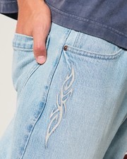 NWT Mens Hollister Baggy Jeans 34x32 Wide Fit Through Leg RT$60 picture